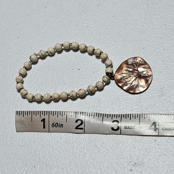 Boho Handcrafted Beaded Bracelet Copper Tree Pendant Nature Fashion Jewelry - Picture 5 of 5